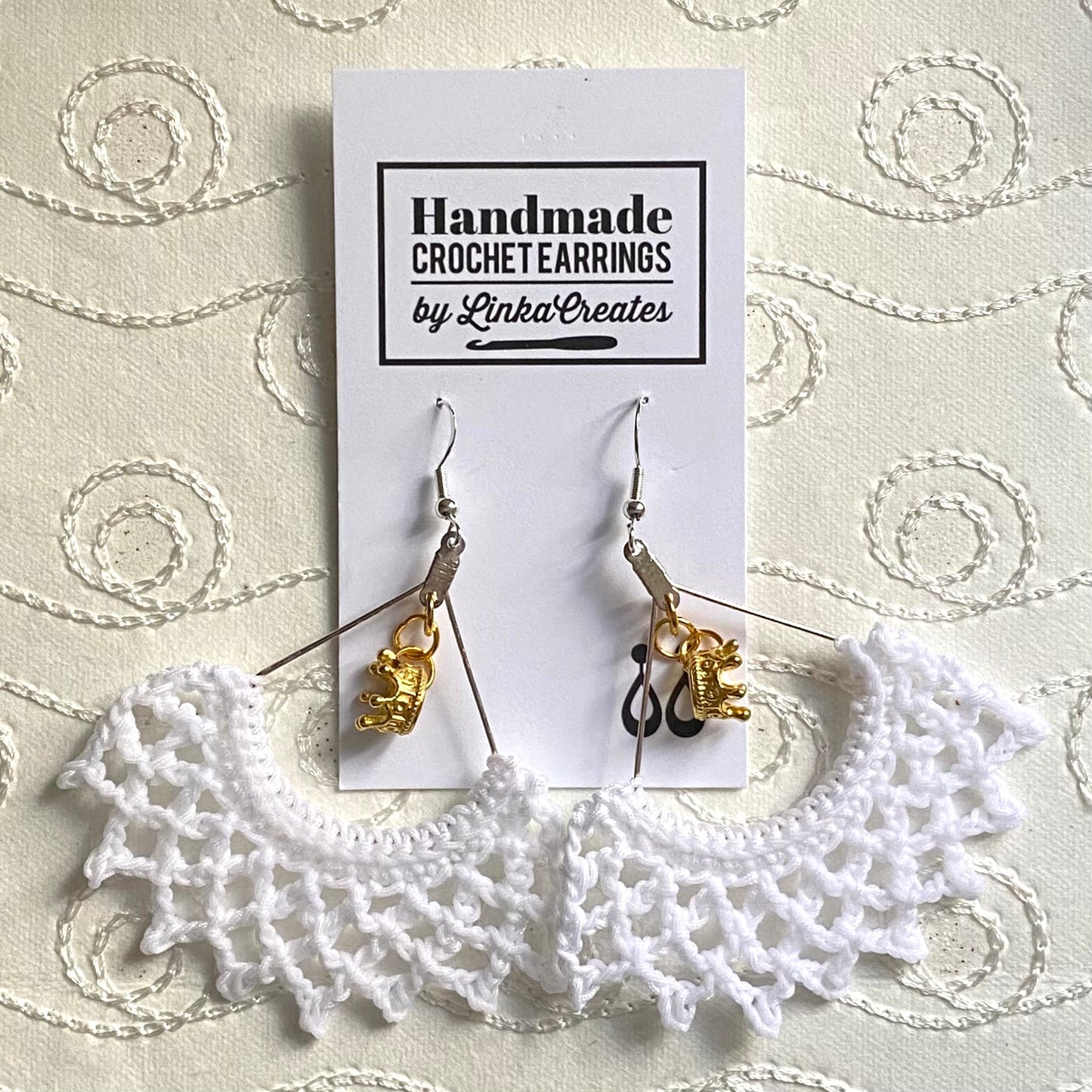 Miniature RBG Collar "I Dissent" Crochet Earrings