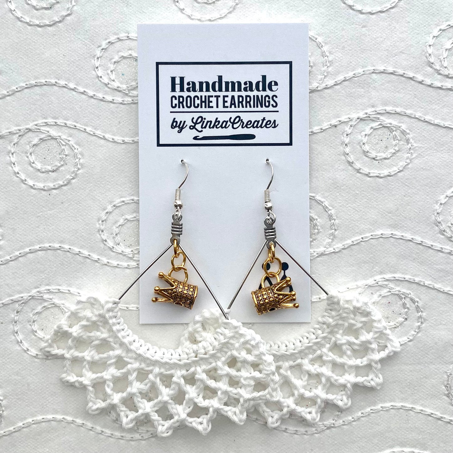 Miniature RBG Collar "I Dissent" Crochet Earrings