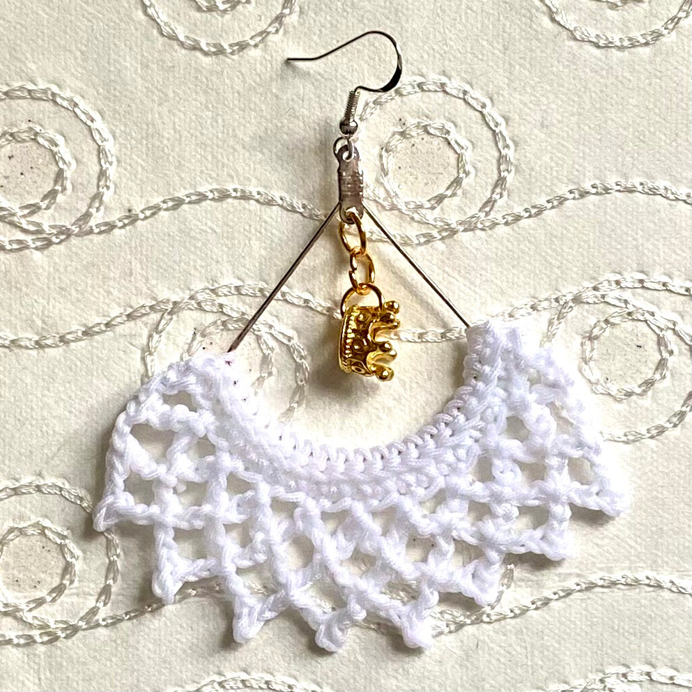 Miniature RBG Collar "I Dissent" Crochet Earrings